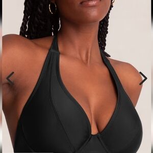 Empetua By Shapermint Full Coverage Halter Bikini Top Black NIP